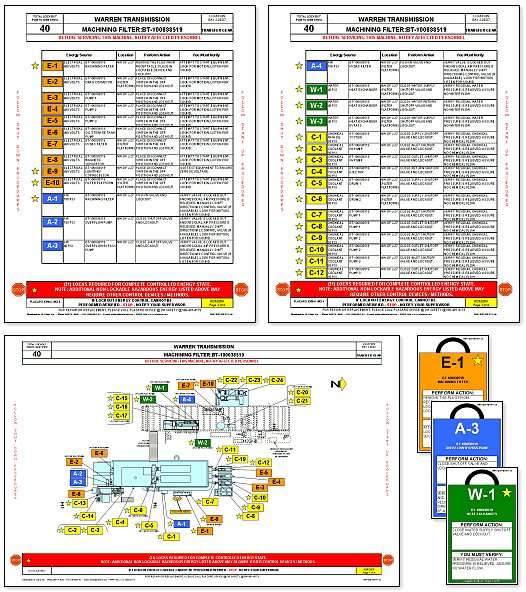 Custom Procedures - Typical GM Lockout/Tagout Placard and Tags Built Using G-Plac