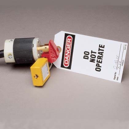 Universal Plug Lockout Device - Locked and Tagged